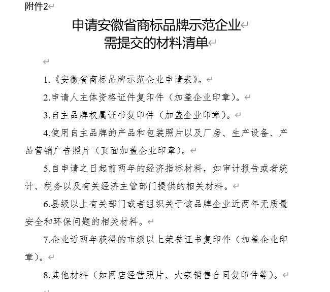 关于开展2023年安徽省商标品牌示范企业申报工作的通知